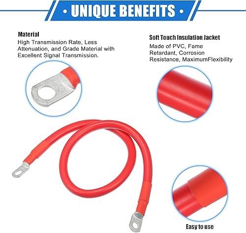Miniatura 10 de VekAuto 1 par de cables inversores de batería de cobre, calibre 2 AWG, cable de batería de 10 pies universal para automóvil, vehículo, RV,