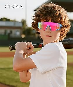 CIFOYA Kids Sunglasses Youth Baseball Sunglasses for Boys Girls Age 6-14 Sports UV400 Protection SunGlasses 3 Pack