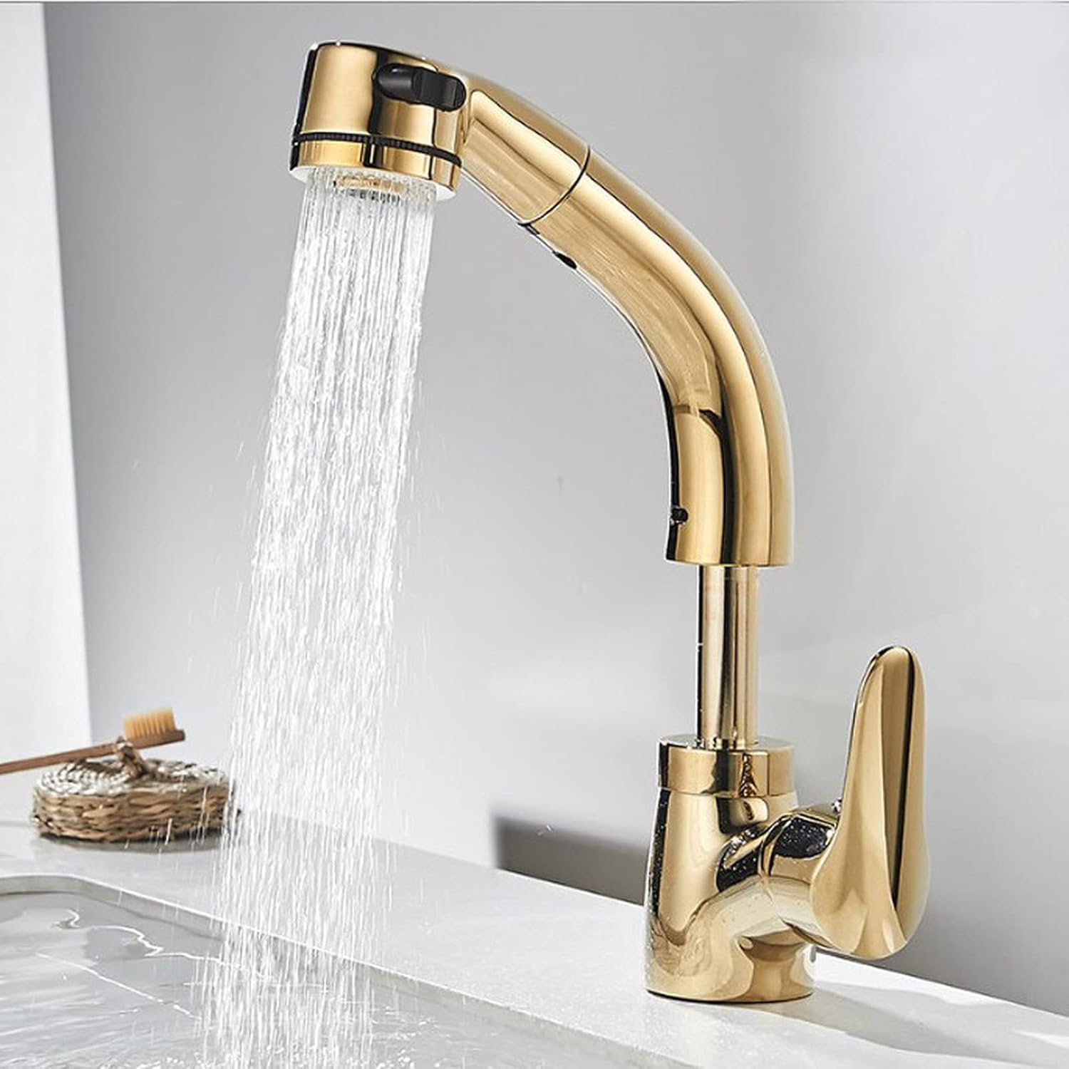 Xazlbiw B Kitchen Faucet With Shower Head Gold/Chrome/Black/White Sink Pull Out Mixer Tap