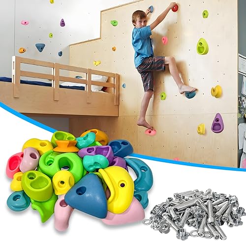 Miniatura 2 de 32 piezas de pared de escalada en roca para niños, soportes de escalada de pared de roca, kits de agarre de pared para escalada de adultos con