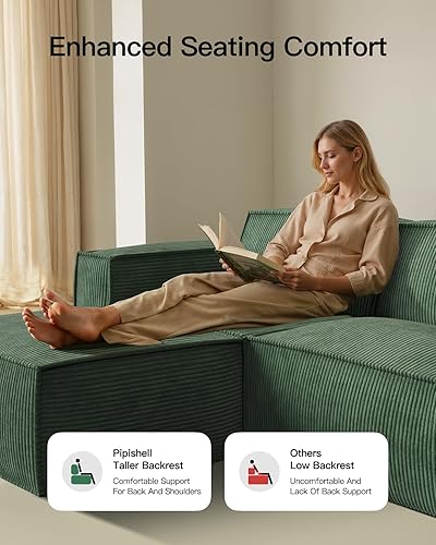 Miniatura 5 de Pipishell Sofá modular, sofá nube con asiento profundo, otomana móvil, sofás tapizados de pana de felpa con respaldo alto, sofás seccionales para