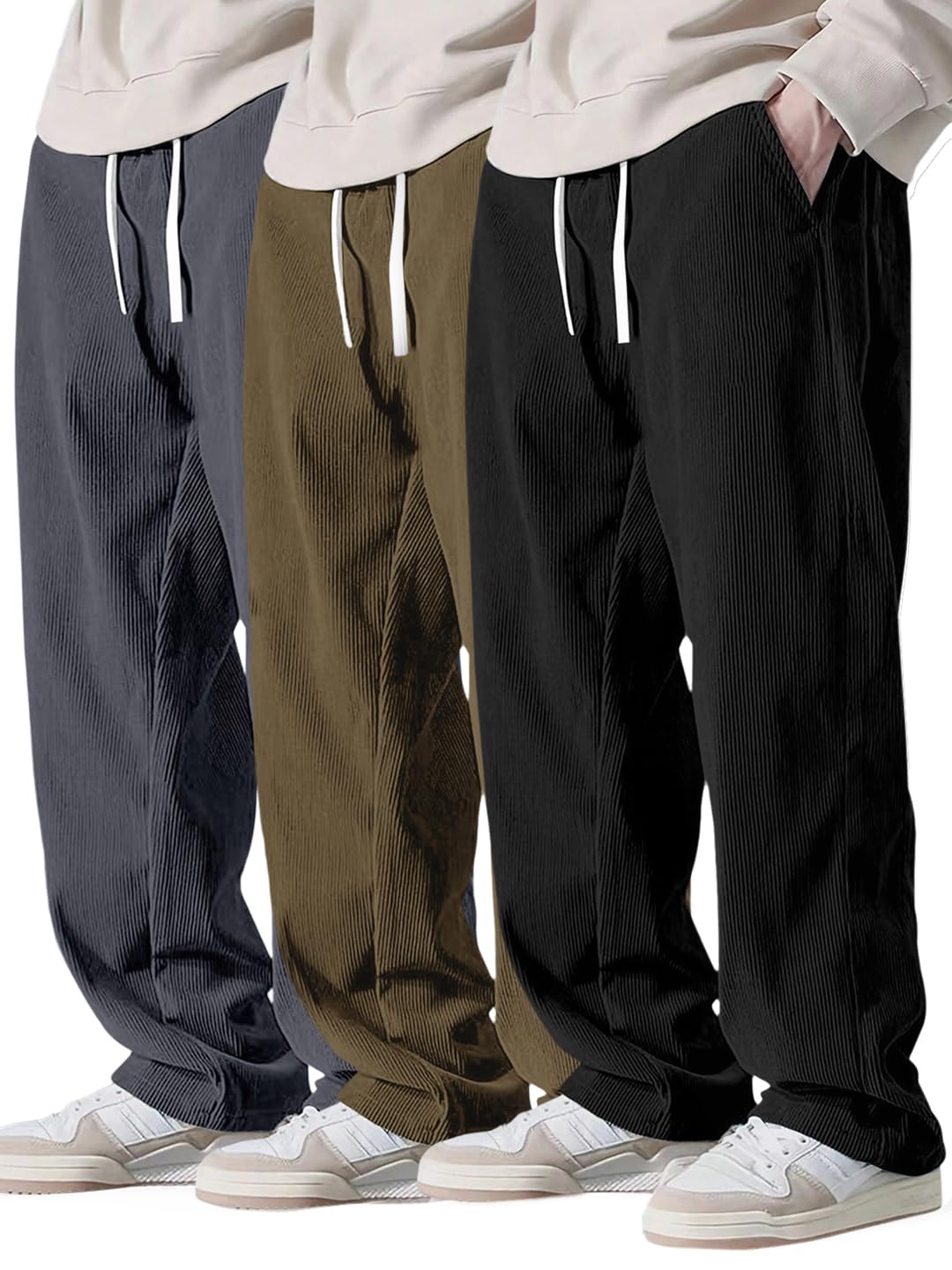 Men's Poly Lycra Ribbed Relaxed Fit Stretchable & Comfortable Trouser | Flexible Elastic Waist with Drawstring Lower for Man-image-18