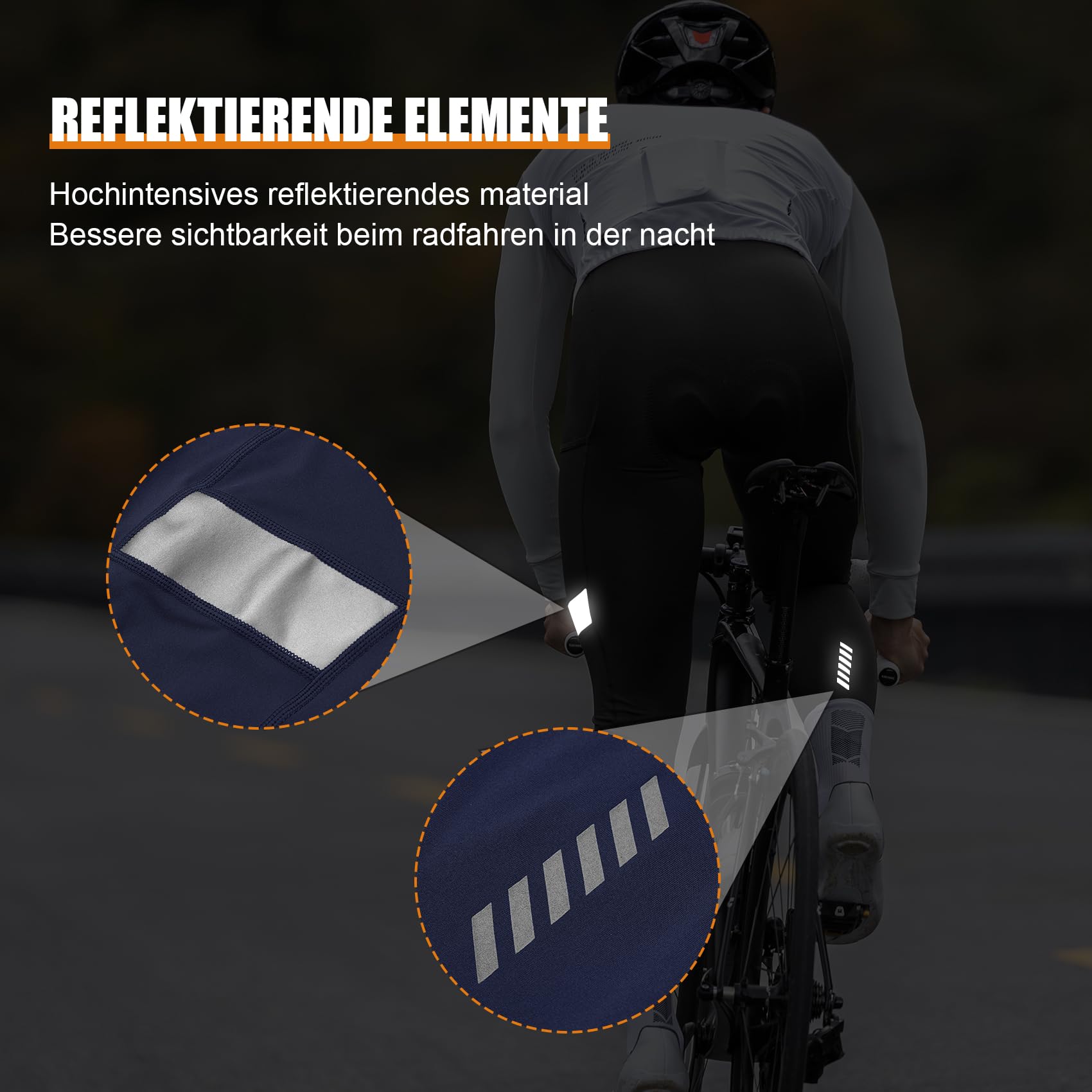 Santic Fahrrad-Trägerhose Herren Hohe Elastizität Fahrradhose Lang Gepolstert mit Seitentasche