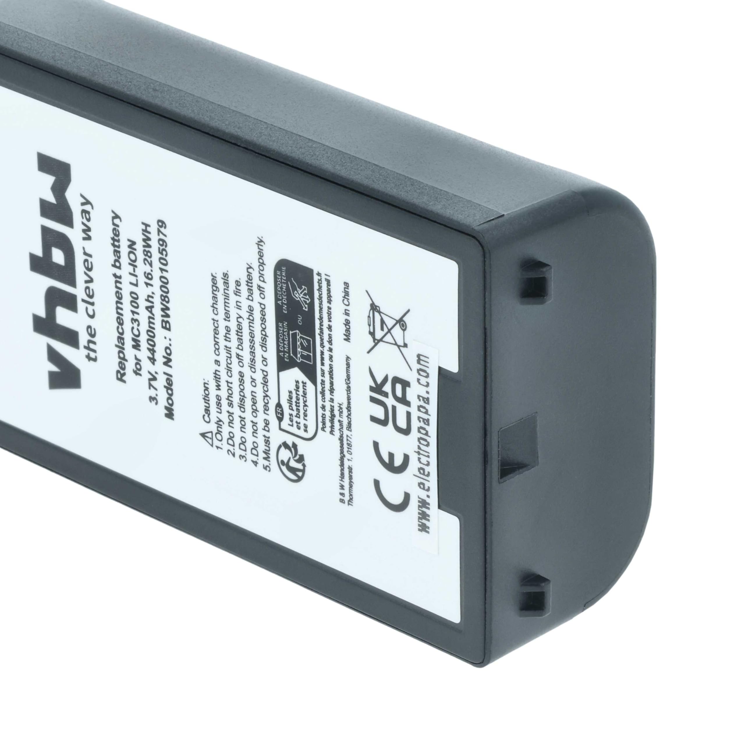 vhbw Batería Compatible con Symbol MC3190, MC3100, MC3190G, MC3190-G13H02E0, MC3190-GL4H04E0A escáner códigos de Barra, TPV (4400 mAh, 3,7 V, Li-Ion)