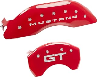 MGP Caliper Covers 10200S2MGRD Red Powder Coat Finish Engraved Front Mustang Rear GT Caliper Cover, (Set of 4)