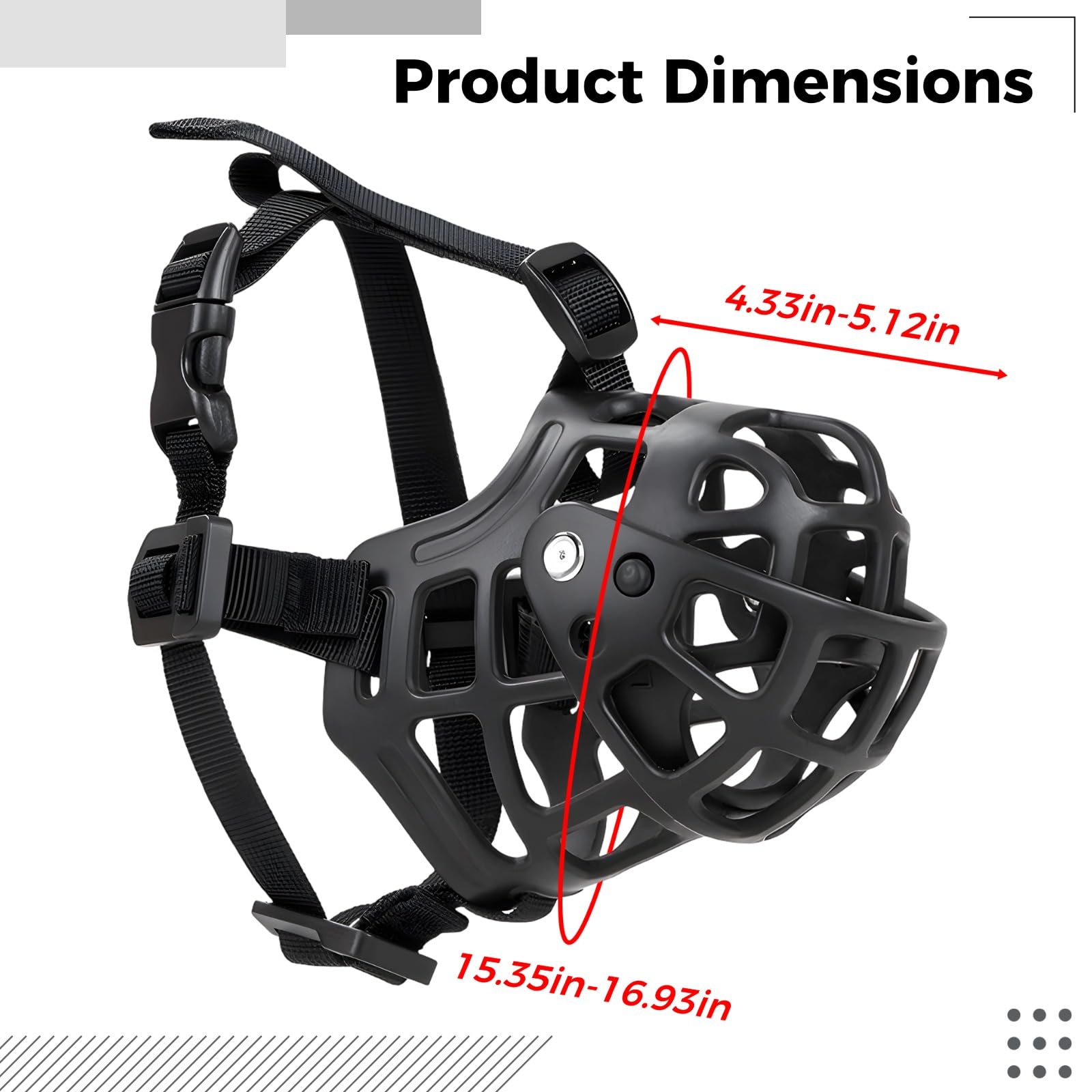 Bozal XXL para perros muy grandes, ajustable y transpirable, antimordeduras, lamer y masticar, bozal de plástico para entrenamiento, ligero y duradero