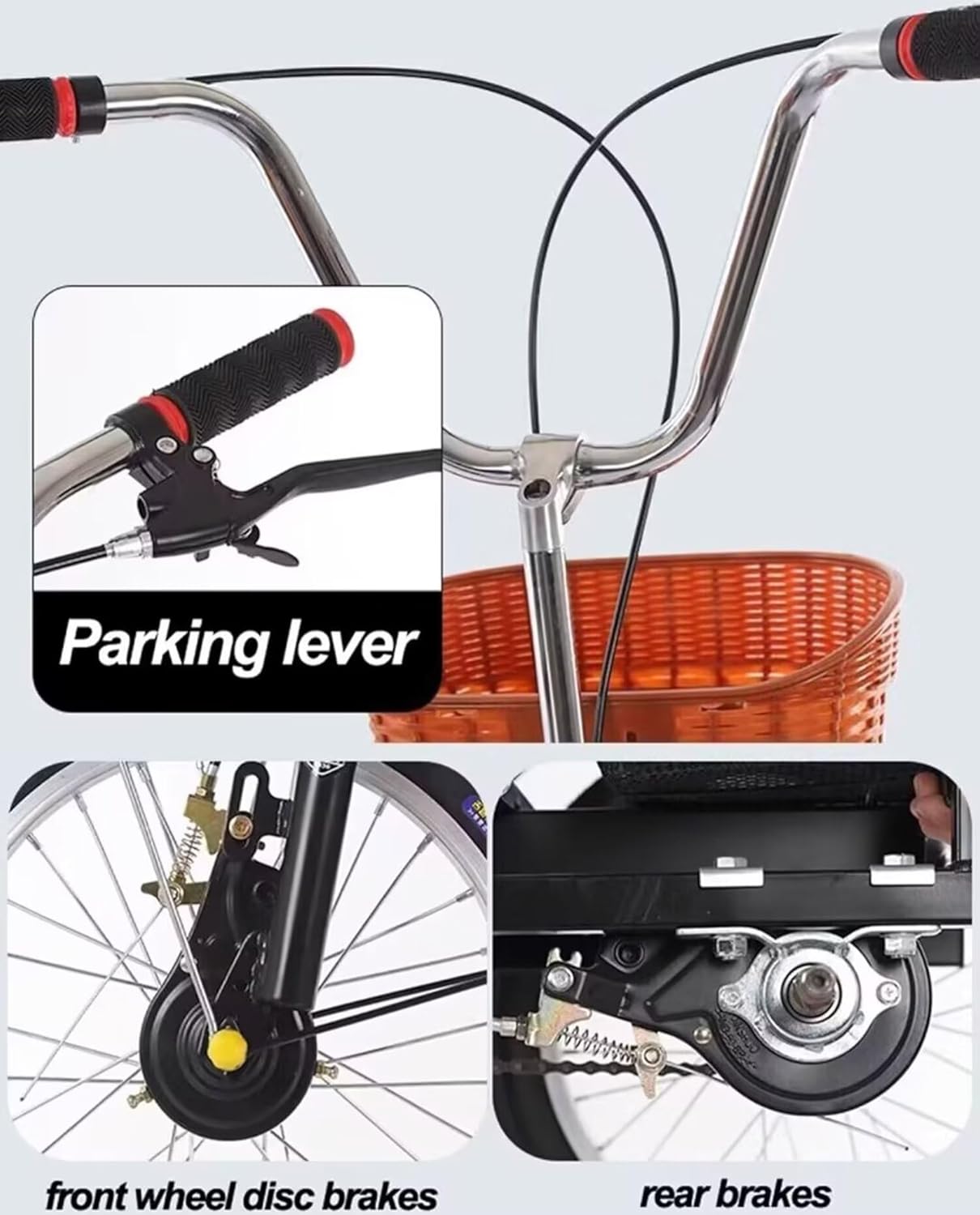 Folding Adult tricycles with Back seat,Elderly Rickshaw Pedals Tricycle,Cruiser Trike with Back seat,3 Wheels Bicycles for Hanging Out and Traveling,Front and Rear B,Black 16inch