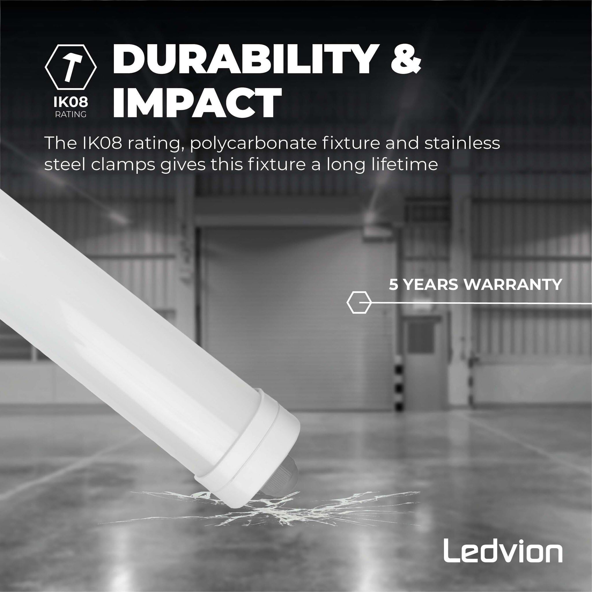 Ledvion lot 6 Boîtier de Reglette 120cm 36W 130lm/W 4000K IP65