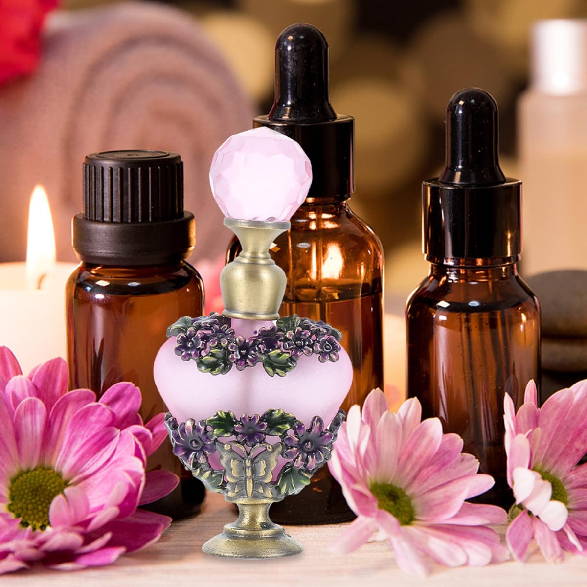 Almacenamiento y Embalaje de Fragancias de Vidrio y Metal Vintage de 5ml 2 Botellas de Perfume Vacías Diseño Único y Brillante