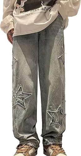 Miniatura 2 de Pantalones vaqueros rectos de pierna ancha Y2k Star Patch Denim Pantalones al aire libre Senderismo Pantalones Pantalones holgados