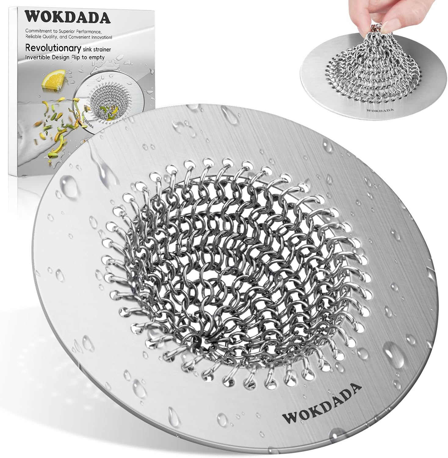 Sink Drain Strainer, Reversible Large Anti-Clog Mesh Strainer with 304 Stainless Steel Screen, Easy Clean, Fit for Standard Sink Drain, Garbage Disposal Cover for Kitchen (Silver-1Pack)