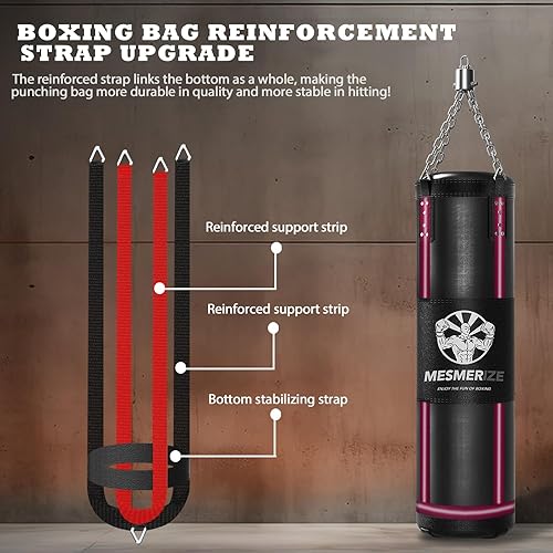 Miniatura 2 de Mesmerize Saco de boxeo para adultos, juego de bolsa de boxeo pesada de 4 pies con envolturas de mano de boxeo de 197 pulgadas para artes marciales