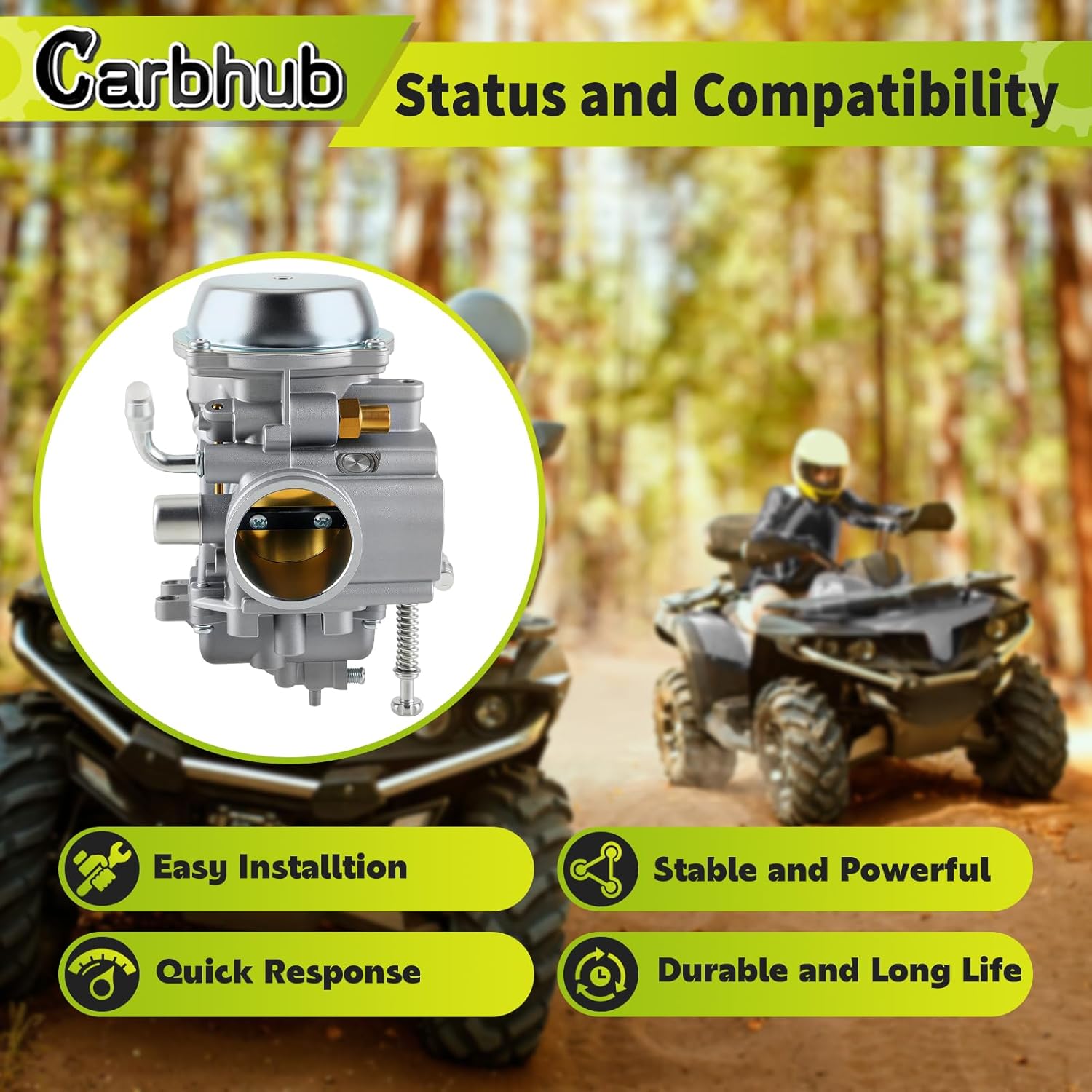 Carbhub Carburetor for Polaris Sportsman 400 HO Carburetor 4WD ATV Quad Carb 2001-2014, Polaris Sportsman 400 HO Carb
