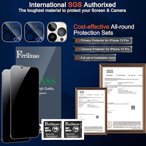 Miniatura 10 de Ferilinso Protector de pantalla diseñado para iPhone 14 Plus y iPhone 14 Pro Max paquete de 3 unidades de vidrio templado HD con 2 unidades de