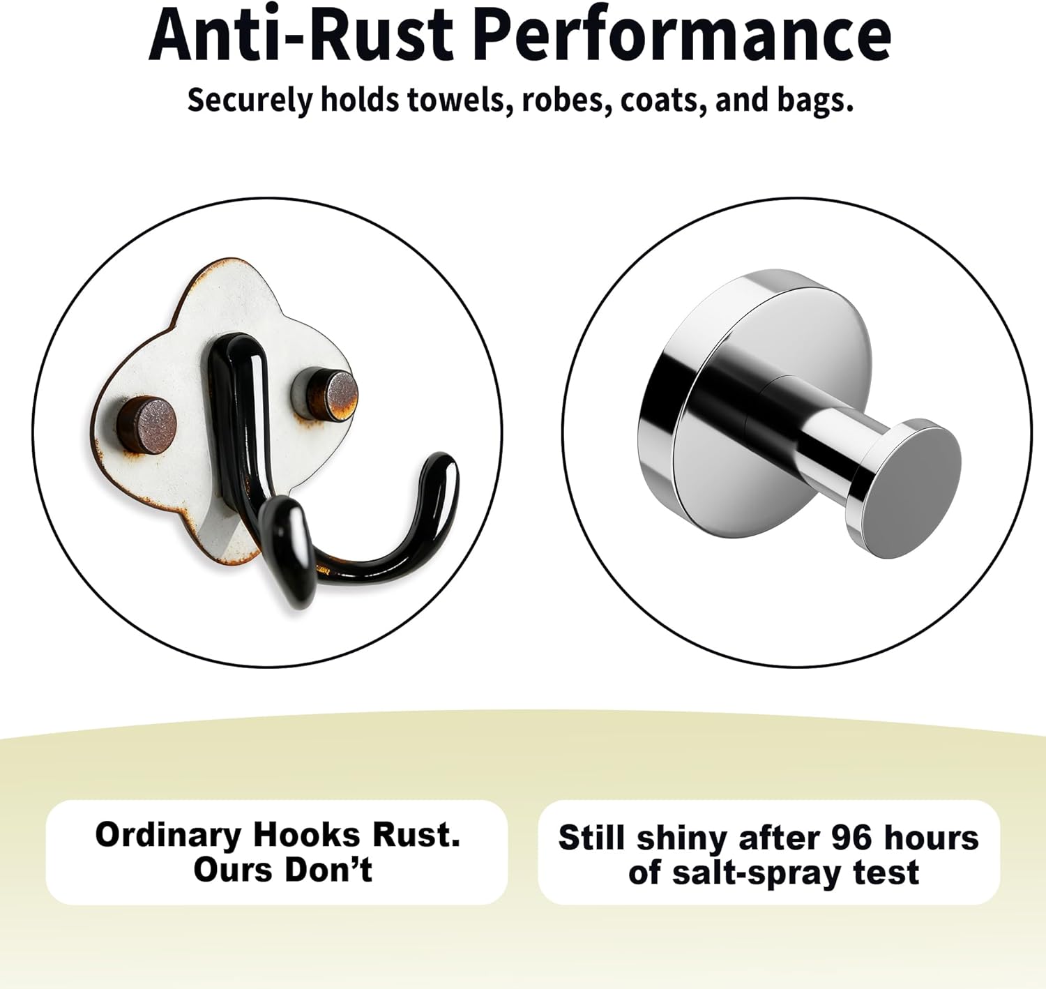 Towel Hooks for Bathrooms, 2 Packs Wall Mount Towel Holder, Stainless Steel Heavy Duty Wall Hooks, Rustproof Door Hook for Kitchen, Bedroom, Hotel, Pool, Towels, Coats, Clothes (Drilling)
