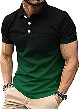 Mens Polo Shirts Short Sleeve Sport Golf Tennis T Shirt Quick Dry Athletic Workout Polo Shirt Gradient Blouses