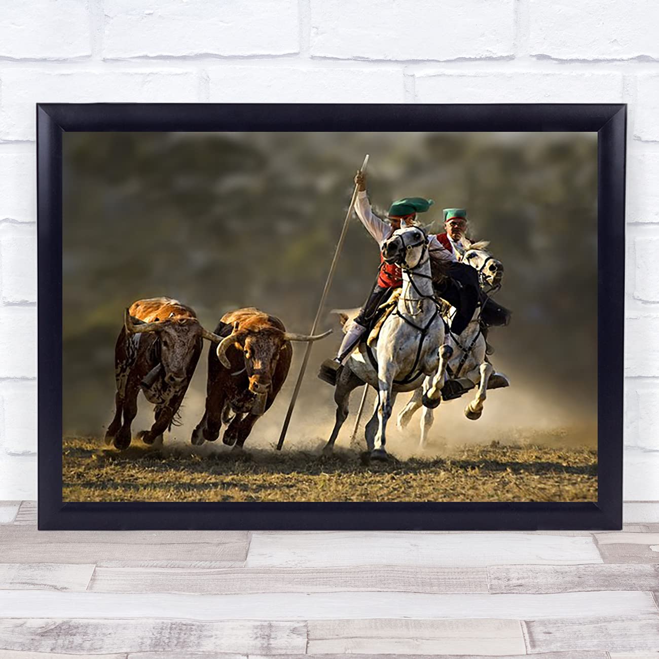 Fingerprint DesignsCampinos Of Portugal Sport Action Riding Horses Bulls People Motion Art Print