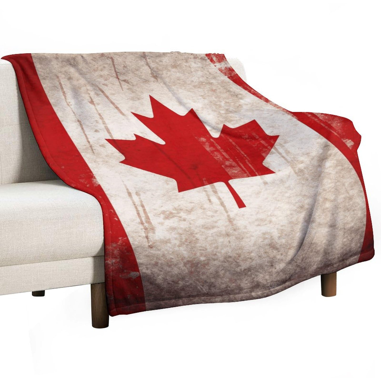 Plaid doux pour canapé qui résiste aux frissons avec le motif Canada rétro