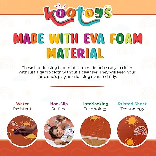 Miniatura 7 de Alfombra de juego impresa para bebé, 6 azulejos de espuma entrelazados (23.62 x 23.62 pulgadas), decoración de habitación de niños, tapete para