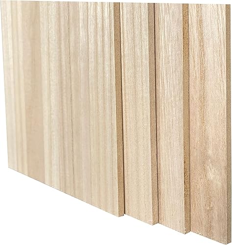 Miniatura 4 de Paquete de 4 tableros de madera de Paulownia de doble cara de MDF chapada, núcleo de MDF, 0.252 in 1/4 pulgadas, 10 x 16 pulgadas, tableros de