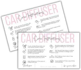Car Oil Freshie Diffuser Care Freshie Instructions Cards | 50 pk 3.5x2” Hanging Oil Wood Top Aroma Air Freshener DIY Bulk Package Inserts Warning Labels Minimalist