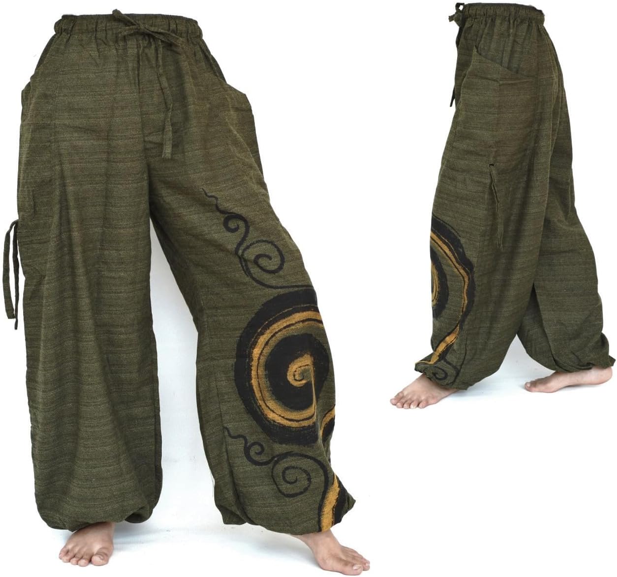 Siamrose Baggy Harem Pants Men Women, Wide Leg Yoga Lounge Trousers, Adjustable Length, 2 Pockets, One Size - Image 2