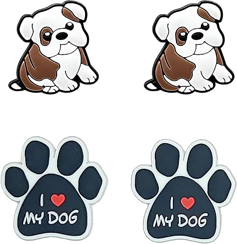Love My Bulldog - Juego de 4 pinzas para zapatos para zuecos, zapatos, sandalias, lentes y más, juego de 4 Yazzle Dazzle Churchill Mastín