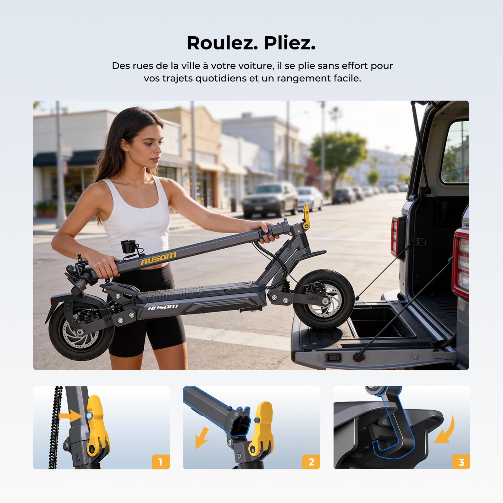Ausom Gosoul 2 / L2 Max Trottinette Électrique Adultes, Autonomie 70KM/90KM, Freins à Disque avec E-ABS, Idéale pour Les Déplacements Urbains, 10" trotinette électrique Pliable Tout Terrain