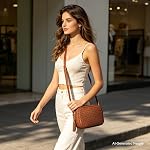 AFKOMST Woven Crossbody Bag, Small Summer Purse and Boho Bag for Women | Vegan Leather, Roomy Space, 2.3L Capacity, Fits iPad mini/Long Wallet/Kindle, Versatile for Casual/Office/Everyday Use