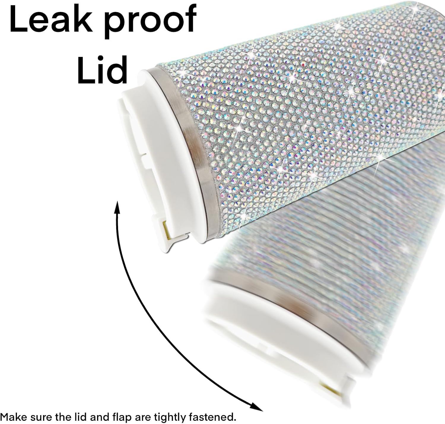 17oz Rhinestone Insulated Coffee Mug with Leak Proof Lid Stainless Steel Vacuum Bling Travel Coffee Mug Studded Diamond Sparkly Coffee Tumbler Cup Reusable Portable To Go Mugs (Crystal)