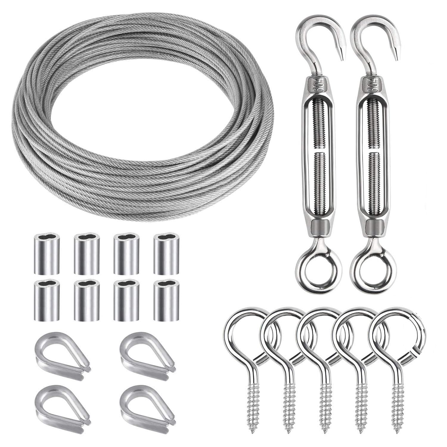 Grden Rope Garden Wire Rope 2mm Stainless Steel Heavy Duty Rope Kit,M5 Coated Wire ...