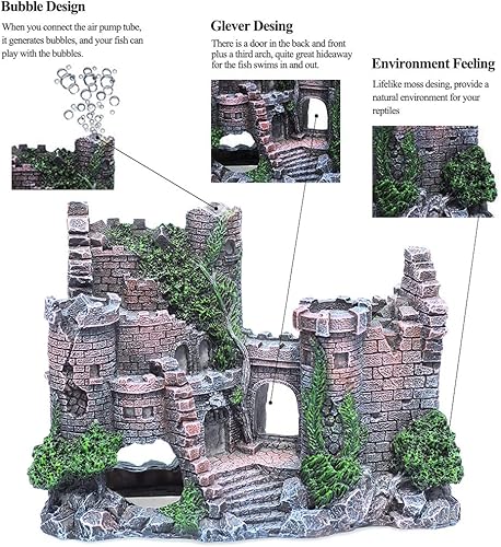 Miniatura 4 de Decoración de pecera de castillo de acuario para decoración de pecera Betta Fish adorno de peces pequeños y medianos, accesorios de decoración Betta