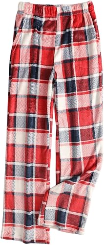 Fuzzy Pj Pants for Women Comfortable Elastic Waist Wide Leg 