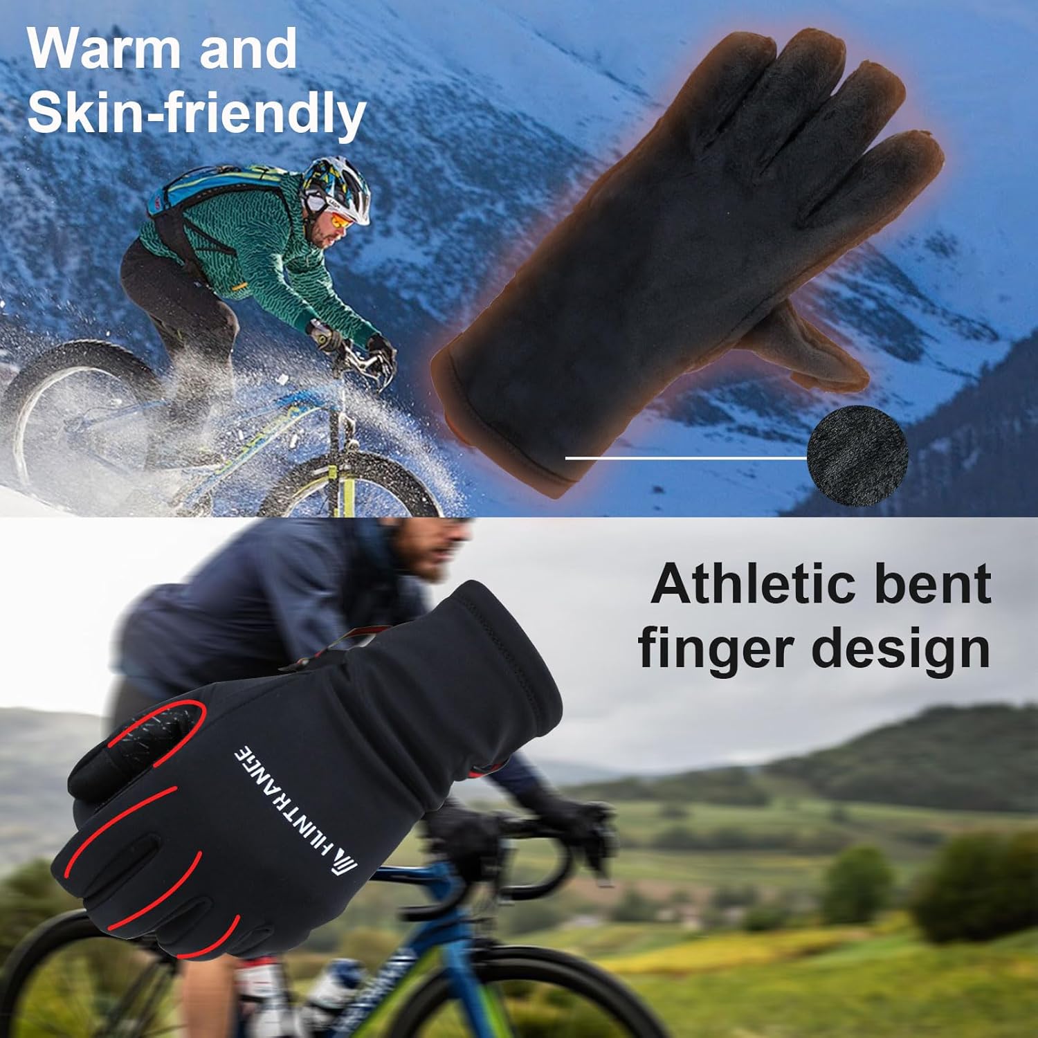 Winter Gloves for Men Women, Unisex Waterproof Touchscreen Warm Cycling Gloves, Windproof Anti-Slip Thermal Running Glove for Driving Riding Skiing Climbing - Image 6