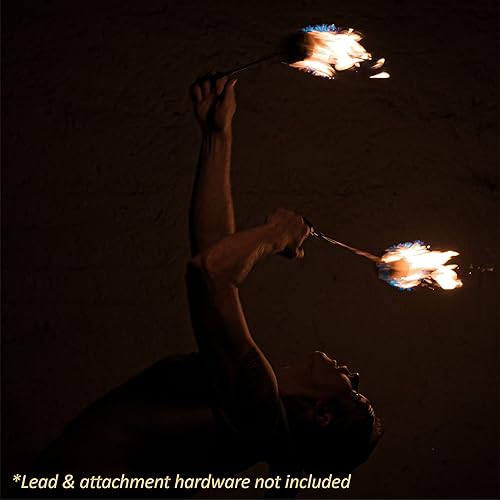 Miniatura 17 de Fire Poi Set – Cabezas Kevlar MoonBlaze tejidas de 3 pulgadas – Juego de 2 – Longitud personalizada – Cadena de eslabones giratorios – Flujo, giro