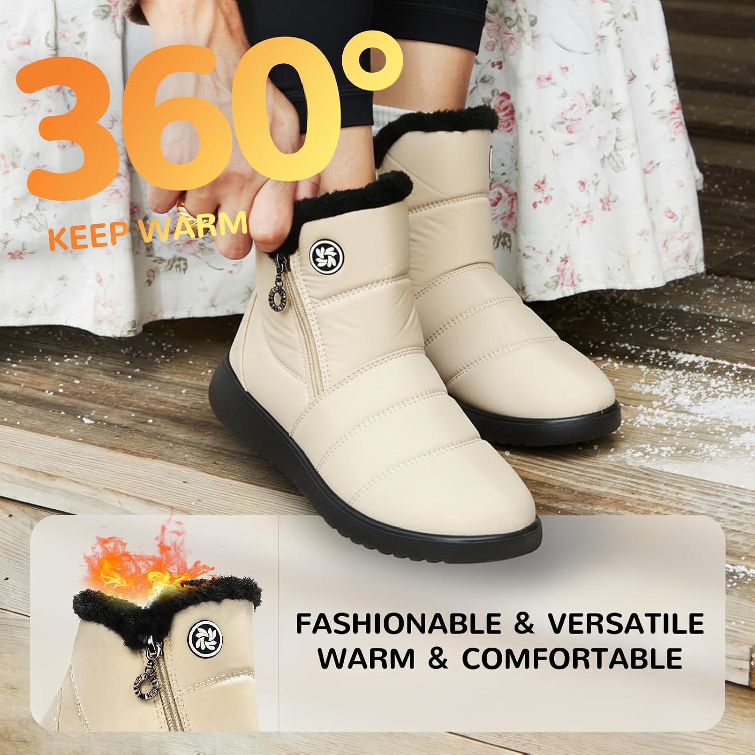 Winter Boots for Women Snow Boots for Women Waterproof Womens Ankle Booties with Comfortable Warm Fur Lined Outdoor Insulated Winter Boot - Image 3