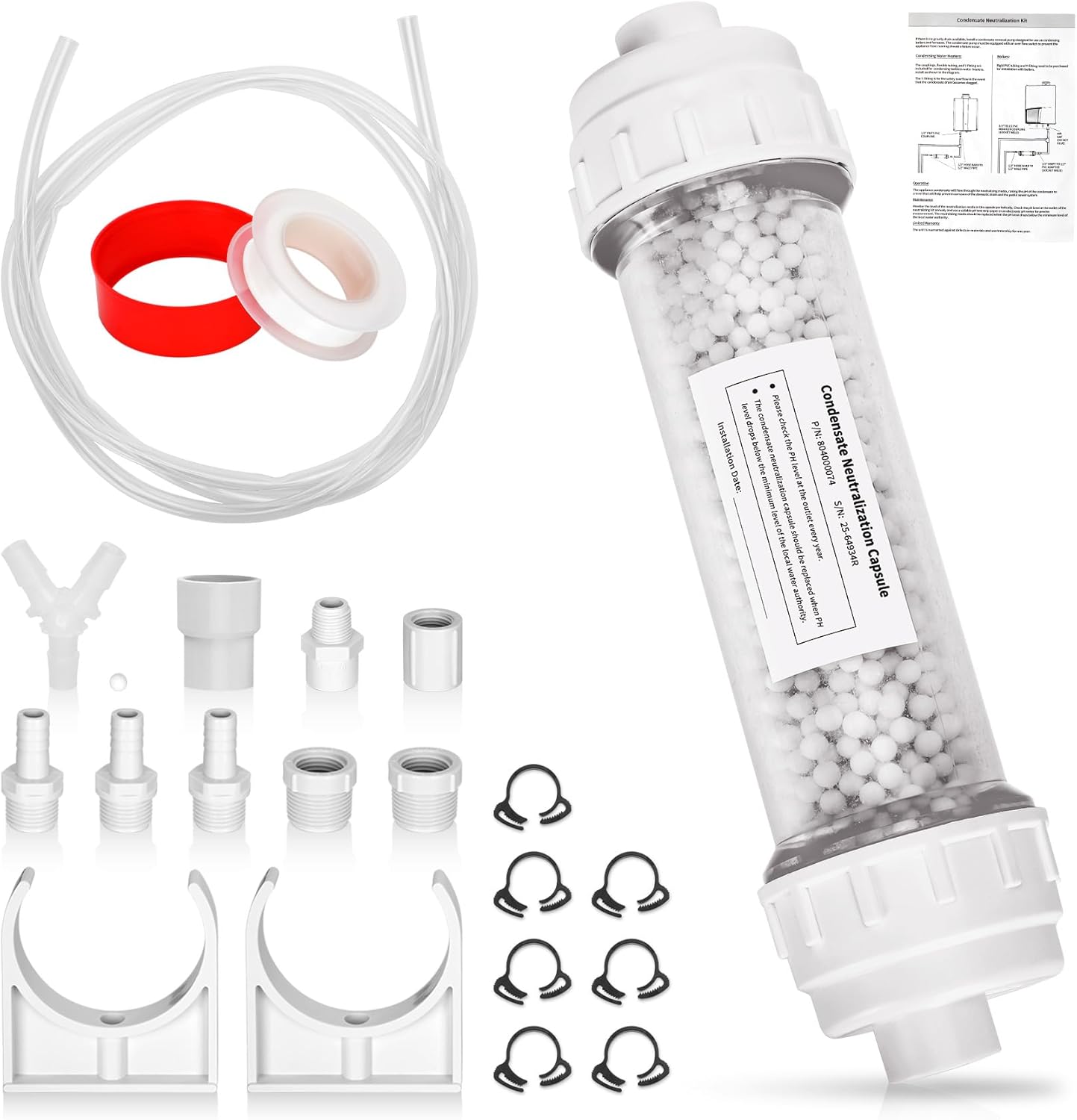 Condensate Neutralizer Kit Compatible with Rinnai 804000074, Condensate Neutralizer for Tankless Water Heater & Efficient Boilers, Prevents Pipe Corrosion