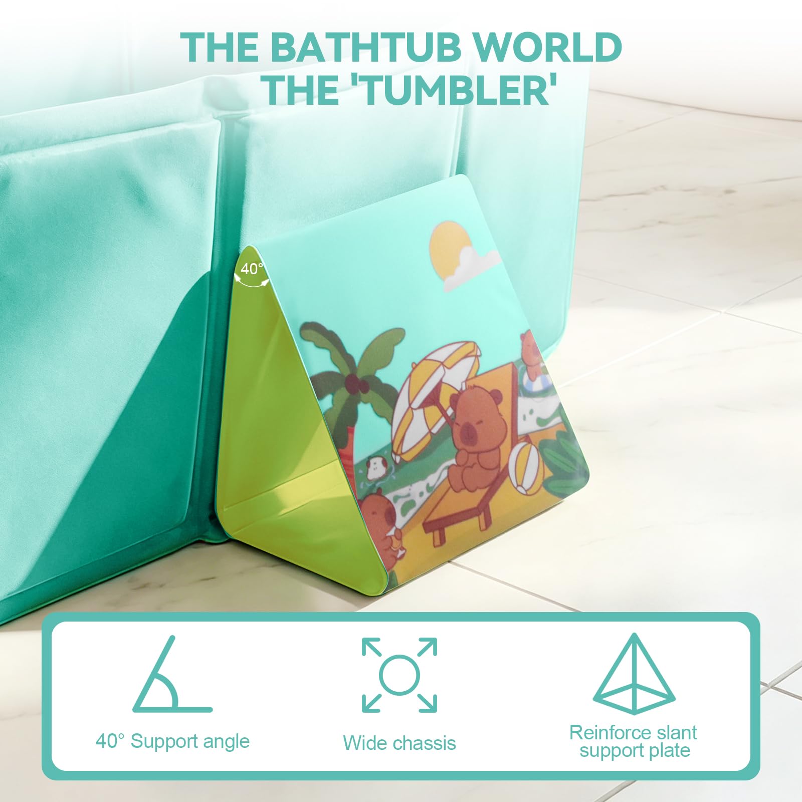 Bañera plegable para bebés con diseño todo en uno y tapón de drenaje, bañera para niños pequeños para el hogar, ducha y viajes, bañera portátil para niños (verde)