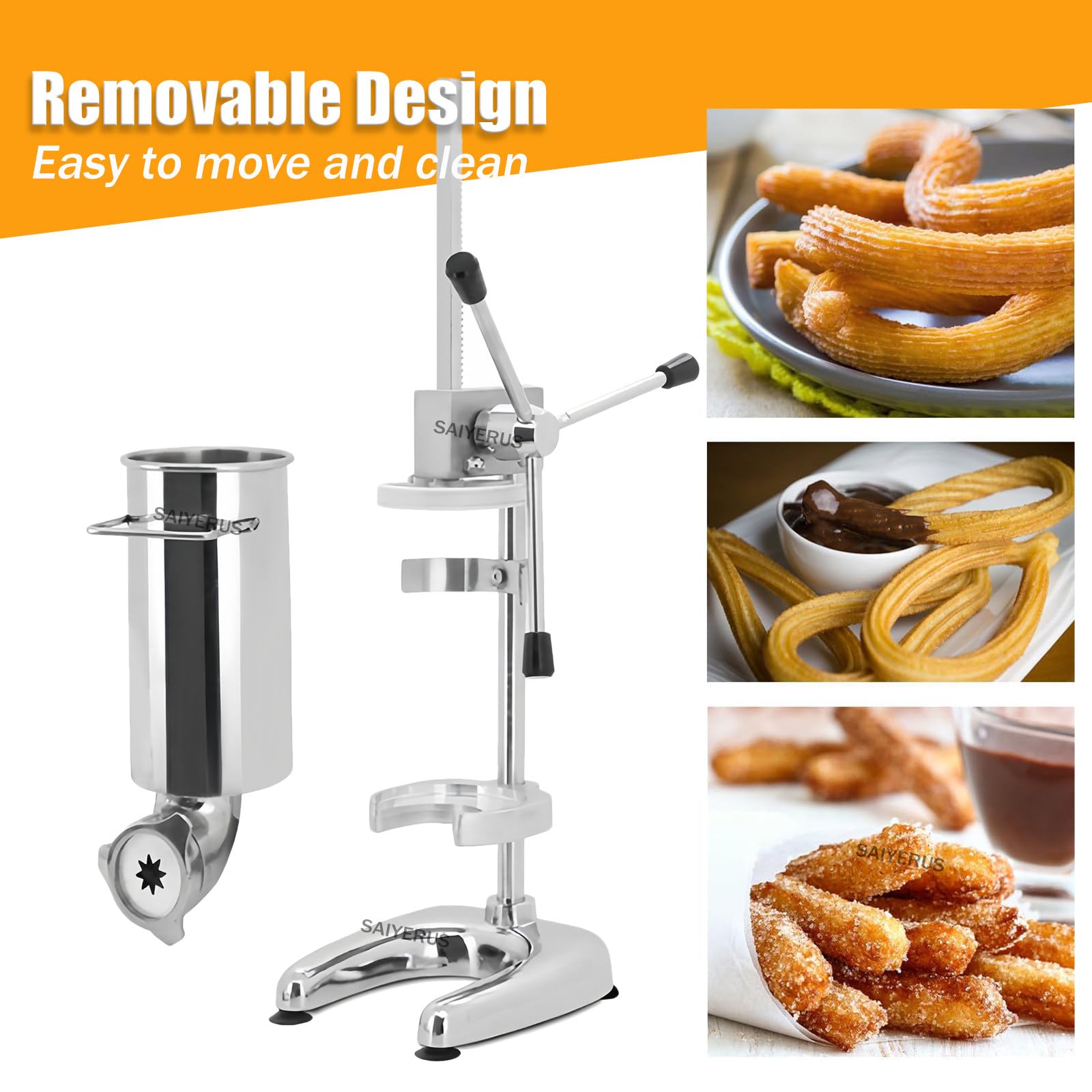 Máquina para Hacer Churros Verticales Españoles de 2 L y 3 L, Resistente, Manual, con 5 Boquillas, para Restaurantes y Panaderías, Equipo para Aperitivos,2L