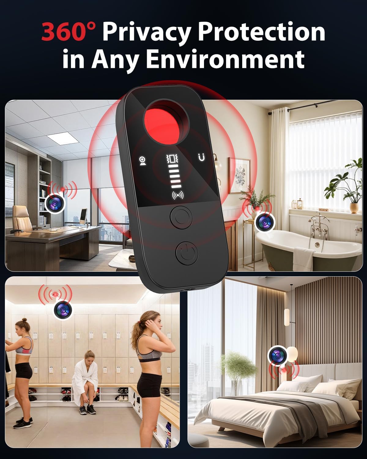 Hidden Cameras Detectors, RF Signal Detector Privacy Pen, Camera Finder Bug Scanner with 5 Sensitivity Levels, GPS Tracker for Travel Hotel Office image 2