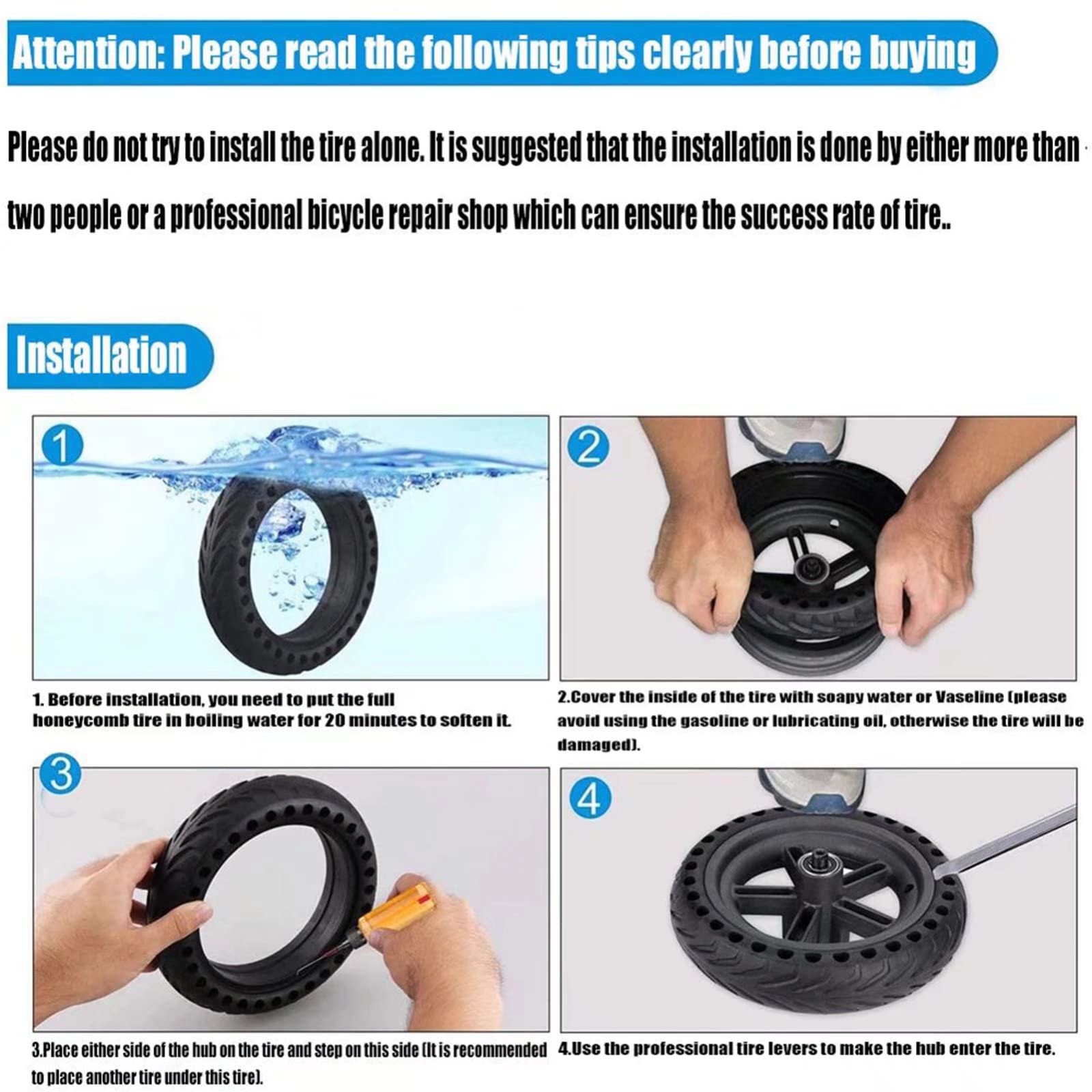 Neumáticos de goma maciza de 10 pulgadas para scooter, neumáticos de scooter a prueba de pinchazos compatibles con scooter eléctrico Segway Ninebot Kickscooter Max G30, 60/70-6,5 Reemplazo de neumátic