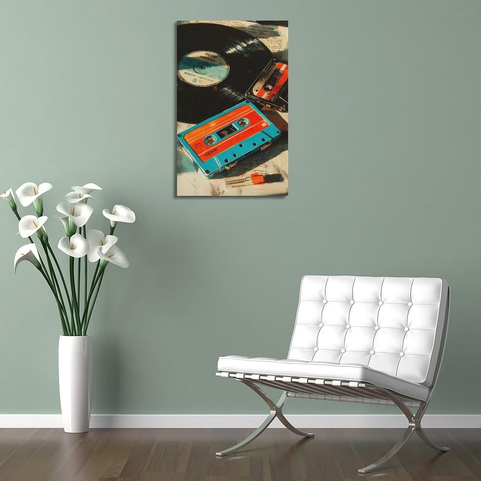 FQCYN Vintage-Musikposter aus den 90er-Jahren, nostalgische Vinyl-Kassette, Stillleben, 50 x 75 cm