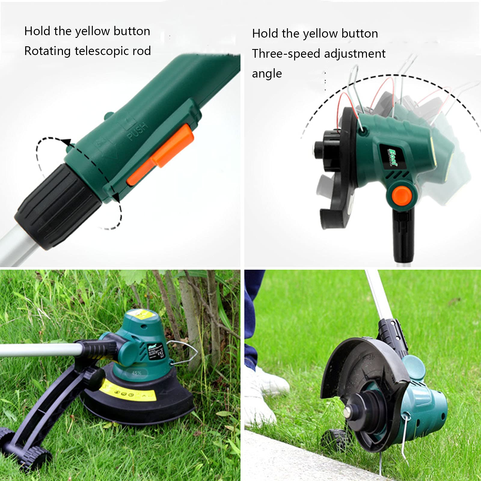Cortacésped eléctrico Perezoso cortacésped pequeño Campo portátil Multifuncional inalámbrico batería de Litio cortacésped Verde