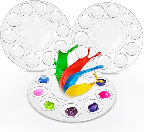 Hulameda 3 paletas de pintura, paleta de bandeja de pintura de plástico, paleta de pintura con 10 pozos para adultos y niños, para pintura o