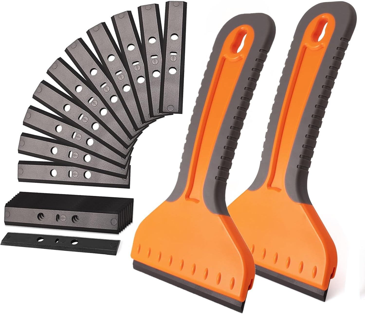 NEWISHTOOL 4-inch Plastic Razor Blade Scraper, 2 PCS Big Blade Paint Scraper Sticker Remover Scraper Tool with 20 Pcs Blades for Glue Label Decal Wallpaper Removing Glass Cleaning