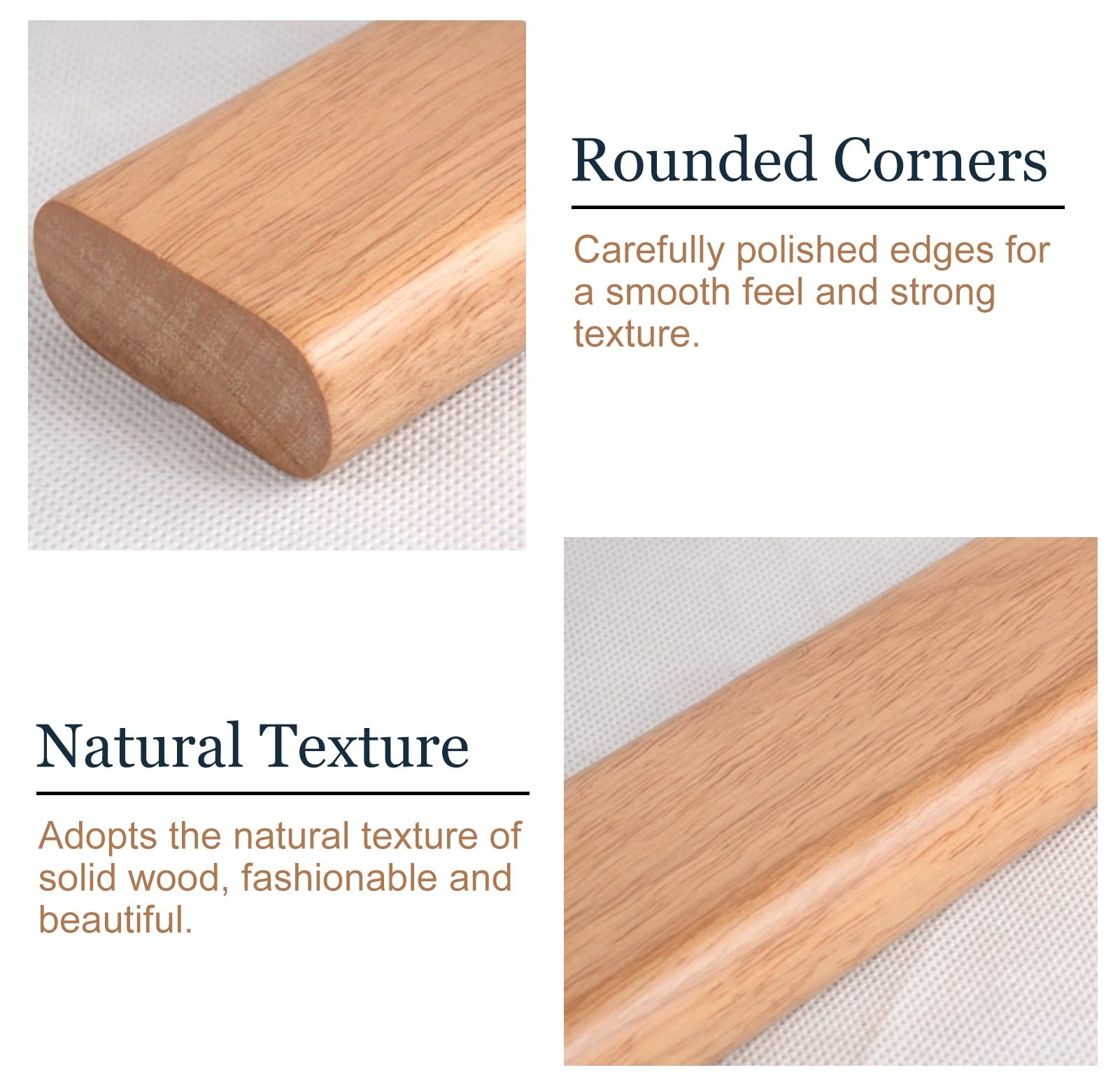 Manilla de Puerta de Madera Natural de Doble Cara, 120 cm, Lisa, para Garaje, Patio, Ducha y Uso Comercial - Acabado de Madera Natural Duradero
