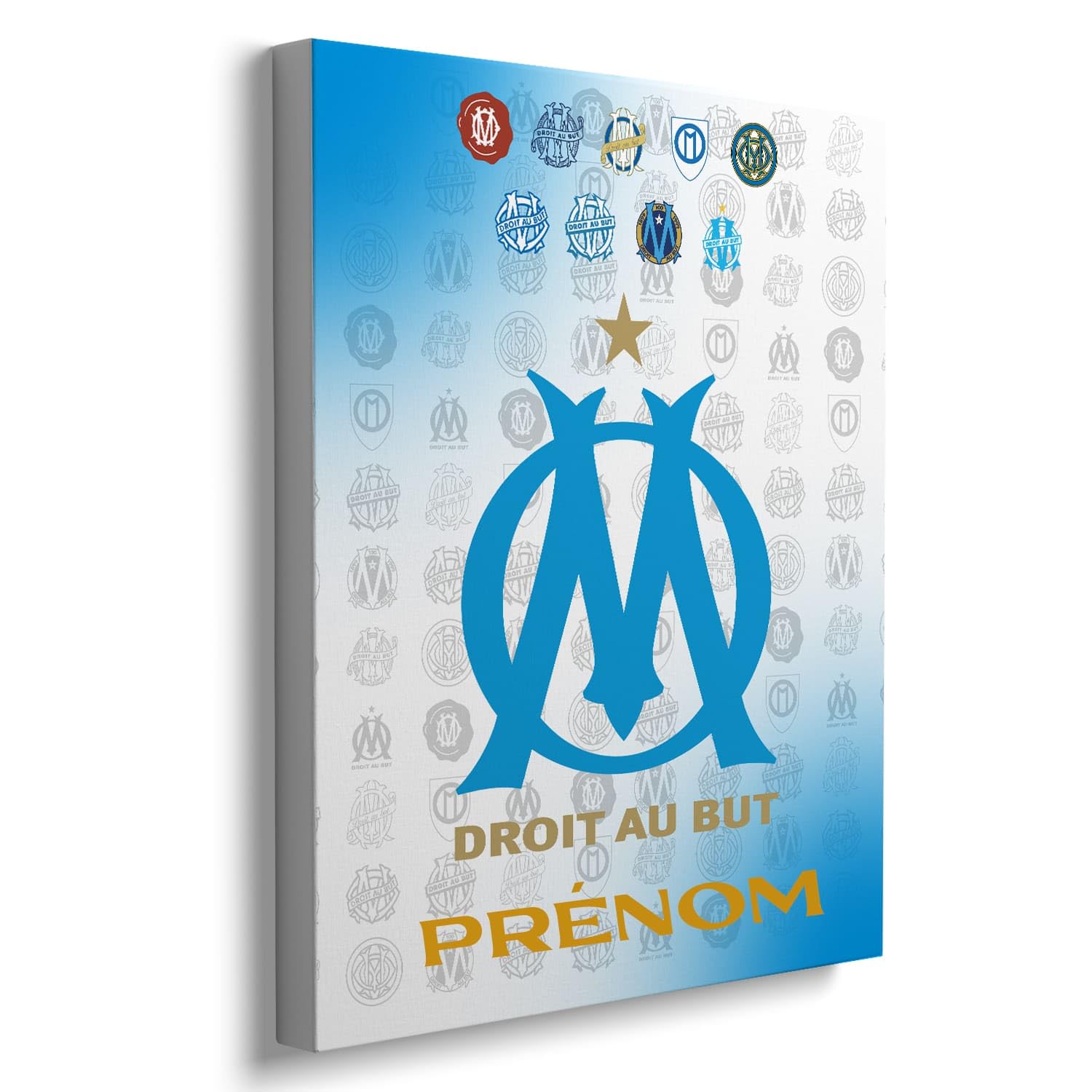 OneTrophy Toile personnalisable Olympique de Marseille – 50x40 cm | Produit Sous Licence Officielle OM | Prénom personnalisé | Décoration Murale Supporter | Fabriqué en France – Idée Cadeau Foot