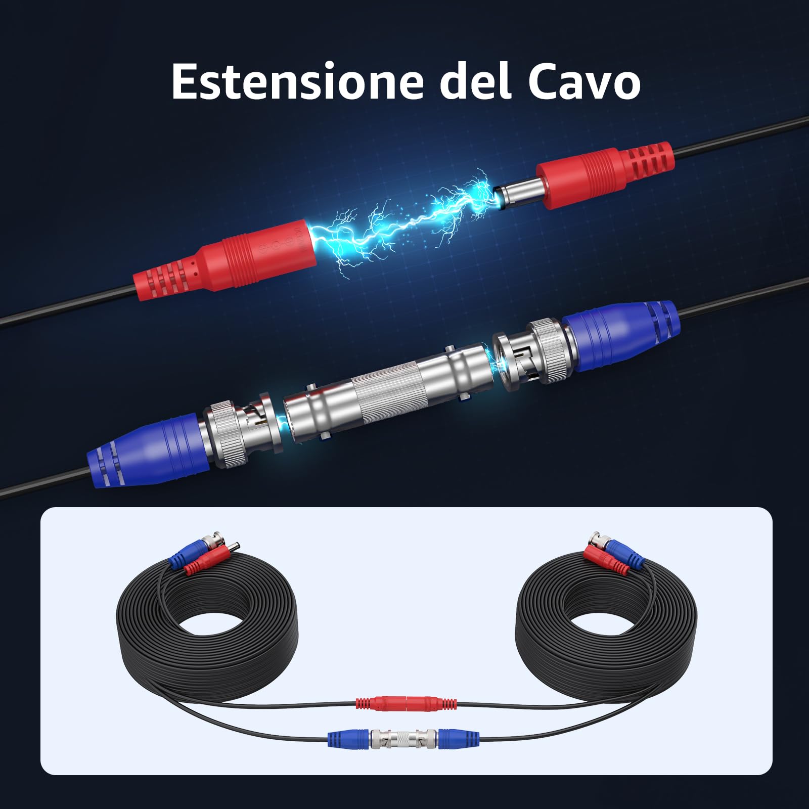 ANNKE Cavo di Alimentazione Video CC HD/AHD/TVI da 30 m/100 Piedi, Cavi di Estensione BNC per Telecamere di Sorveglianza per l'installazione del Sistema DVR di Sicurezza CCTV (nero)