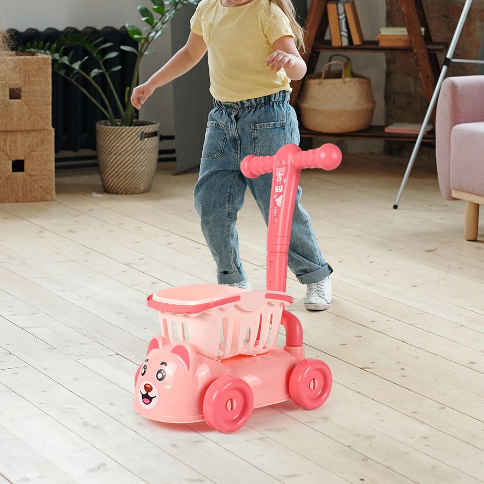 Carrello della Spesa per Bambini, Gioco di Ruolo Divertente E Interattivo, Giocattolo per Bambini, Ragazzi E Ragazze, Rosa