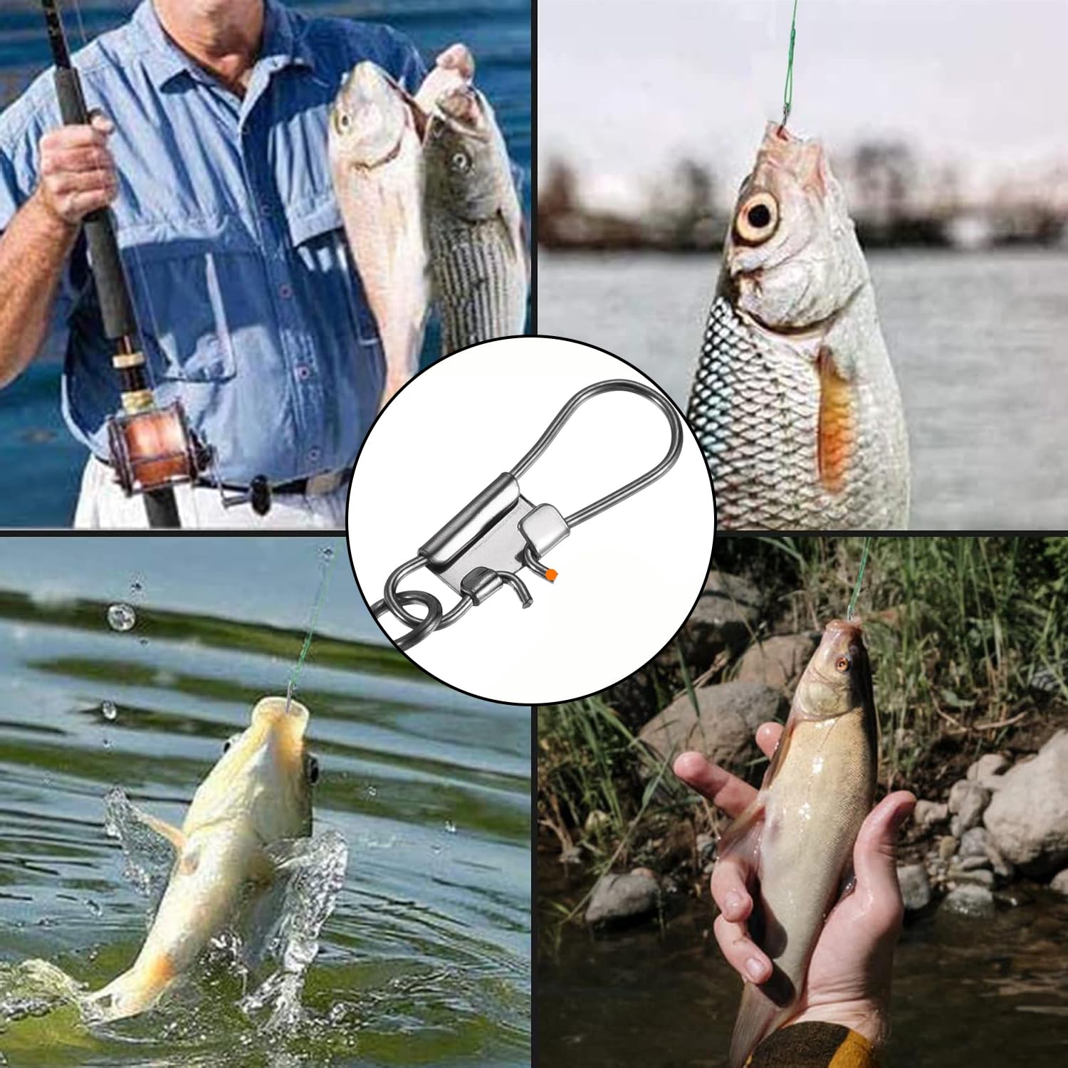 KIMHOME Ganchos de pesca verdes de 20 cm con líder (prueba de 22,7 kg), paquete de 20 alambres resistentes antimordida, acero al carbono resistente a la corrosión, afilados para lucio, peces